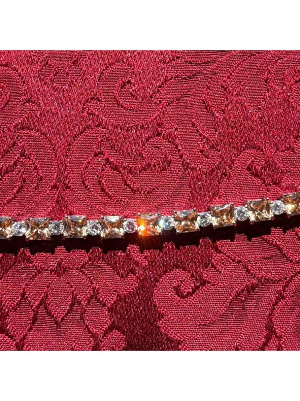 Vintage Sterling Silver 925 Champagne Citrine Yellow CZ Tennis Link Bracelet 7.5
